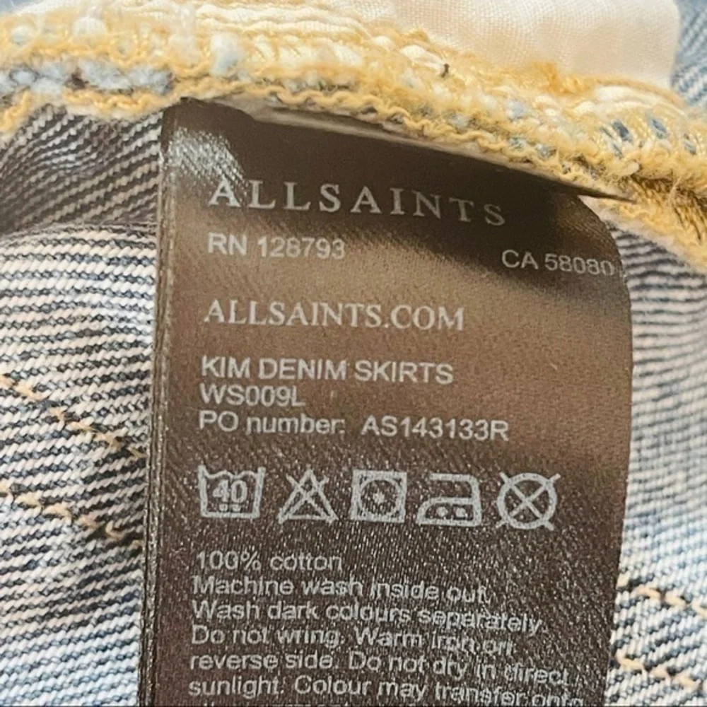 All Saints Kim Denim Skirt size 2
